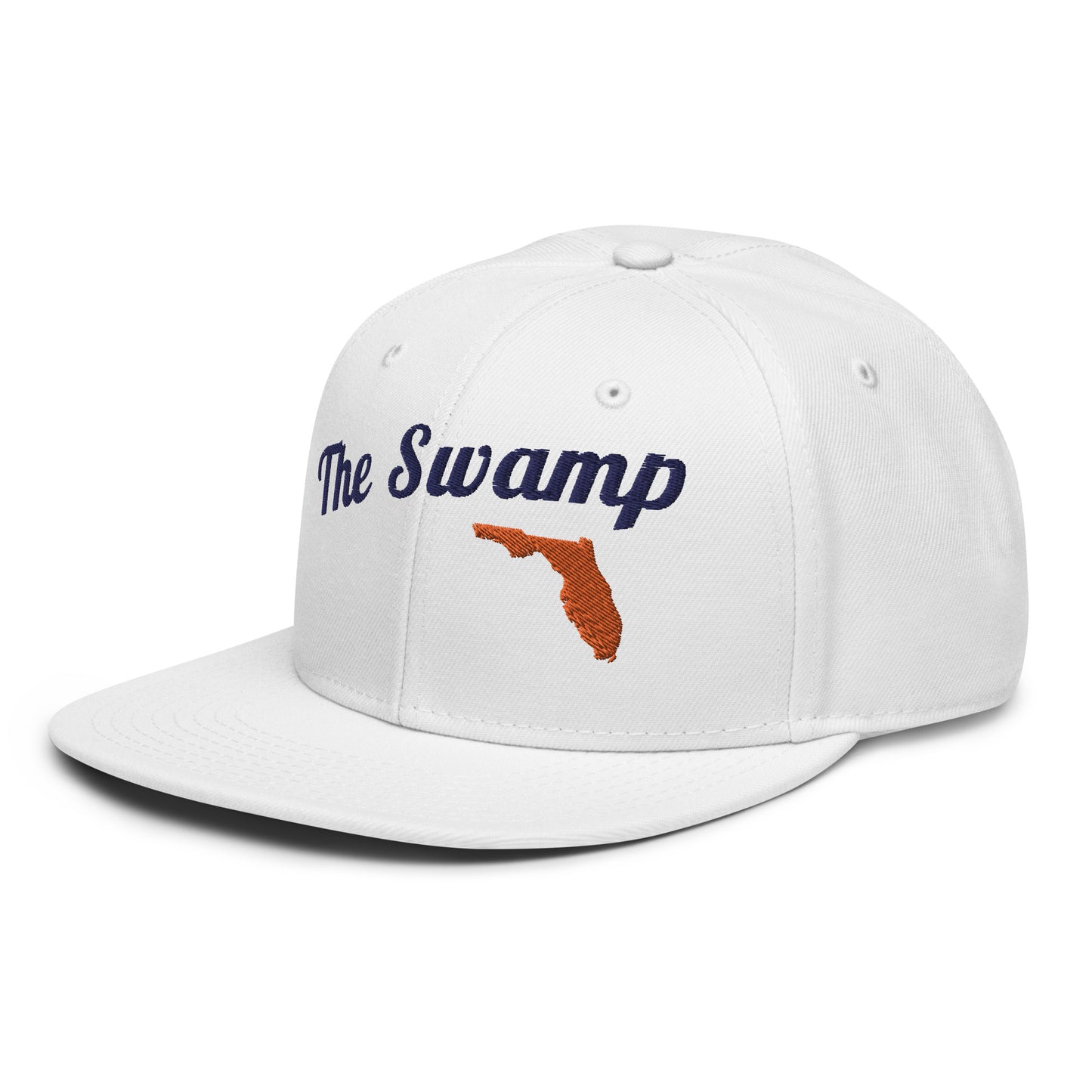 Florida 'The Swamp' White Snapback - 3D Puffy Blue & Orange Embroidery Edition