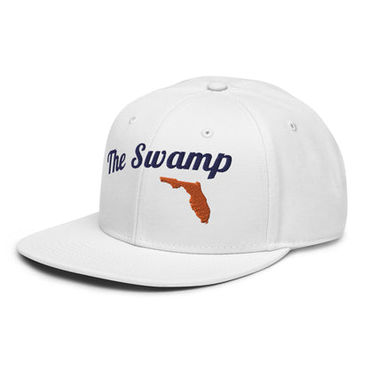 Florida 'The Swamp' White Snapback - 3D Puffy Blue & Orange Embroidery Edition