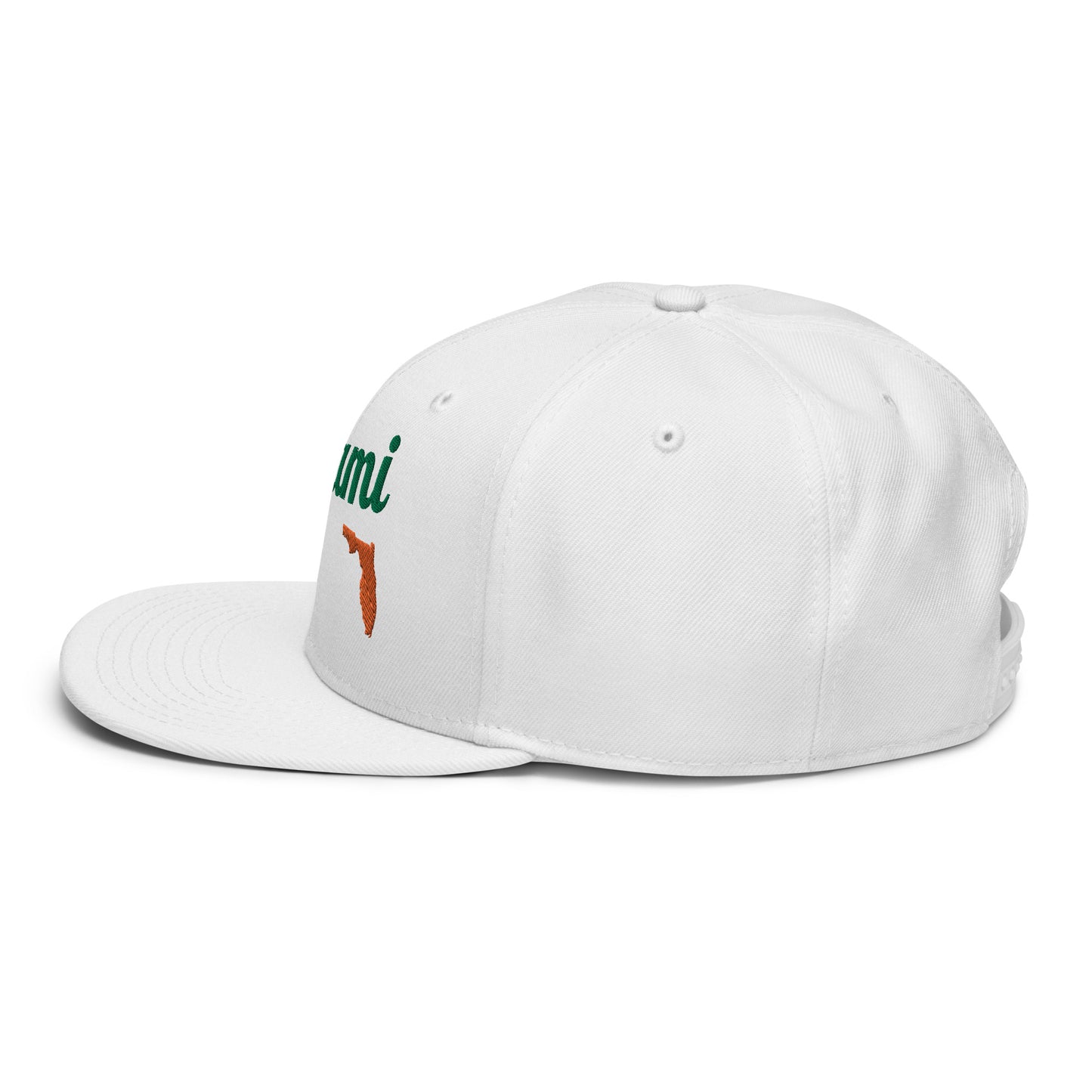 Miami White Snapback - 3D Green & Orange Embroidery Edition