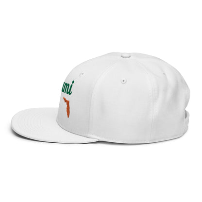 Miami White Snapback - 3D Green & Orange Embroidery Edition