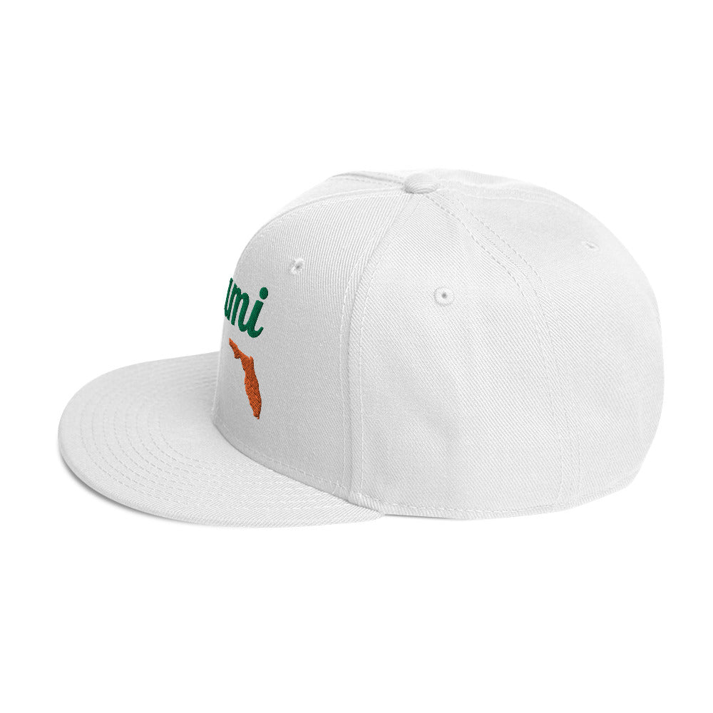 Miami White Snapback - 3D Green & Orange Embroidery Edition