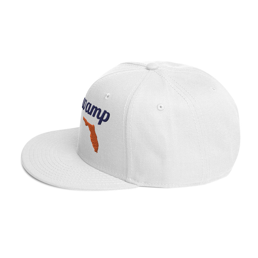 Florida 'The Swamp' White Snapback - 3D Puffy Blue & Orange Embroidery Edition