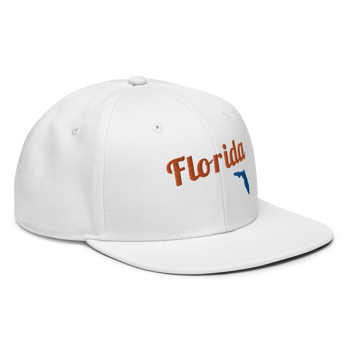 Florida White Snapback - Bold Blue & Orange Embroidery Edition