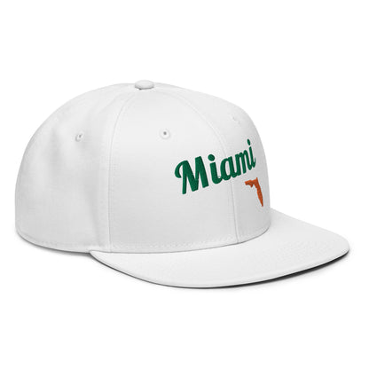 Miami White Snapback - 3D Green & Orange Embroidery Edition