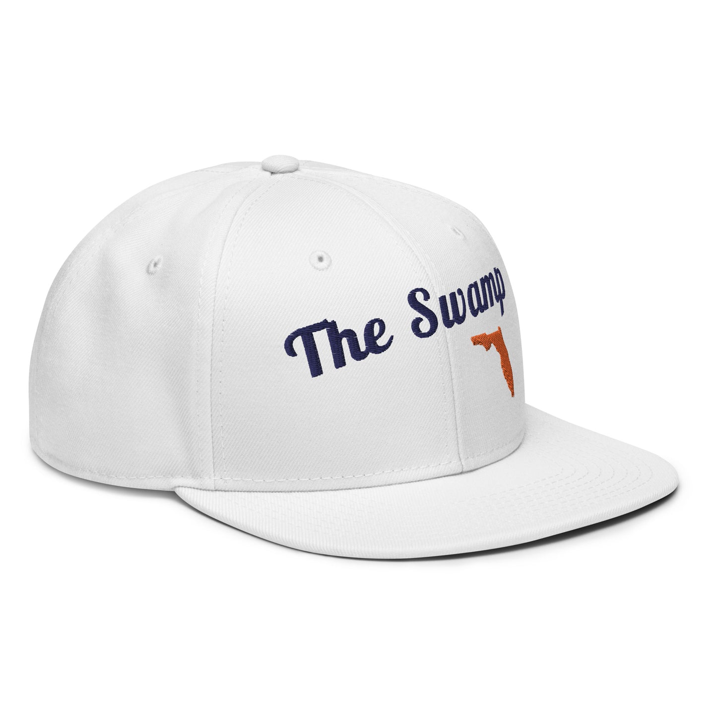 Florida 'The Swamp' White Snapback - 3D Puffy Blue & Orange Embroidery Edition