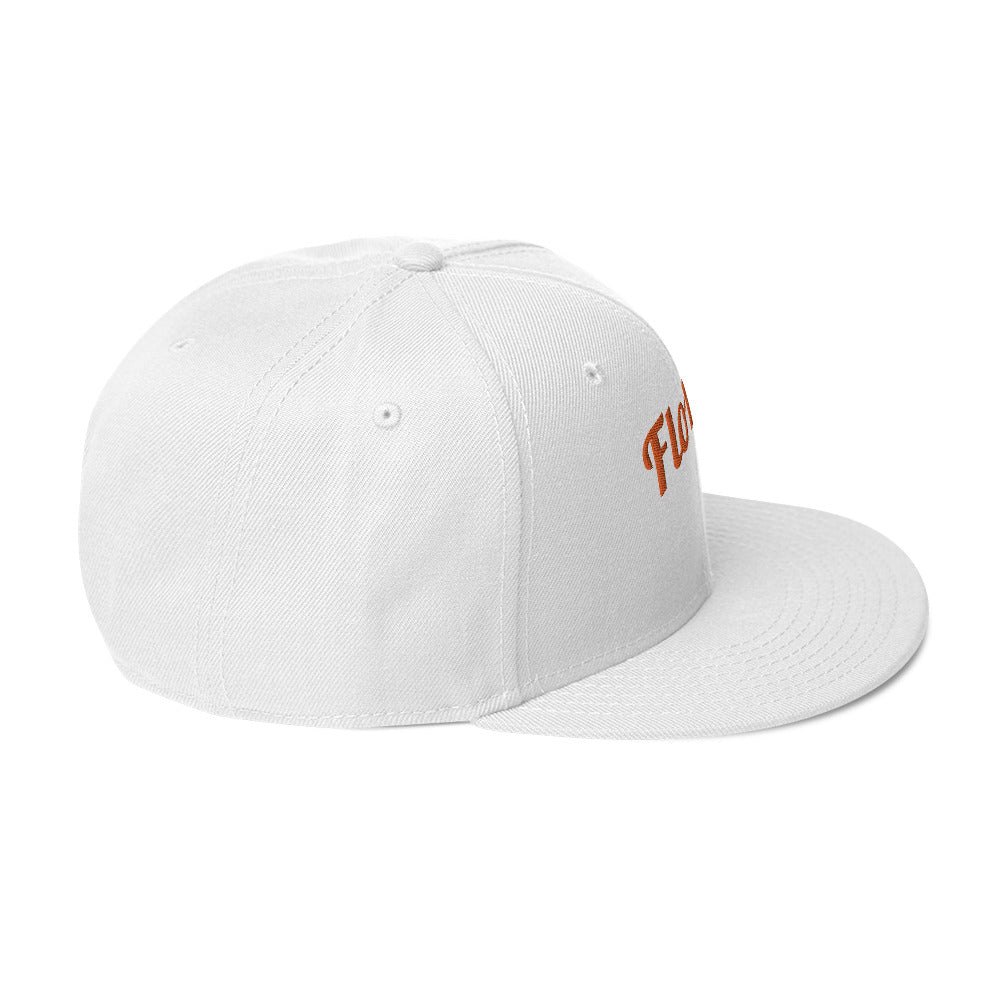 Florida White Snapback - Bold Blue & Orange Embroidery Edition