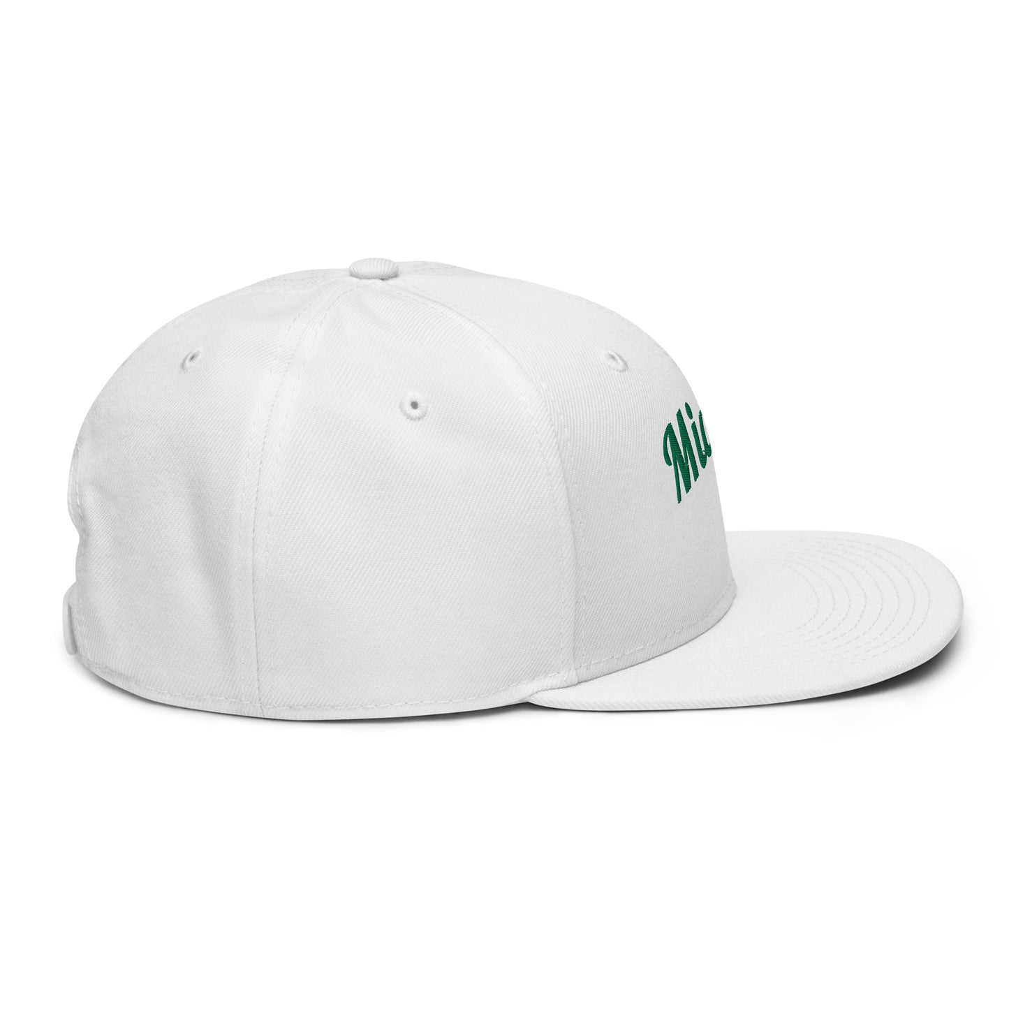 Miami White Snapback - 3D Green & Orange Embroidery Edition