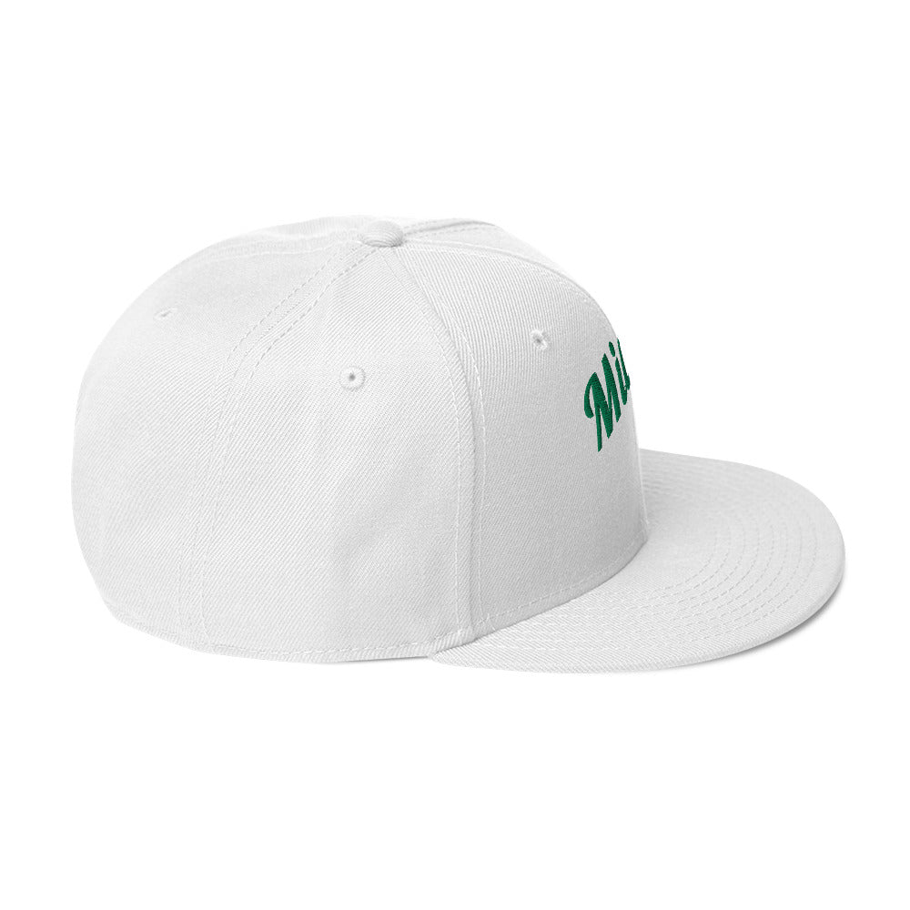 Miami White Snapback - 3D Green & Orange Embroidery Edition